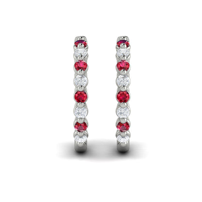 Diamond and Ruby Twist Hoop Earrings