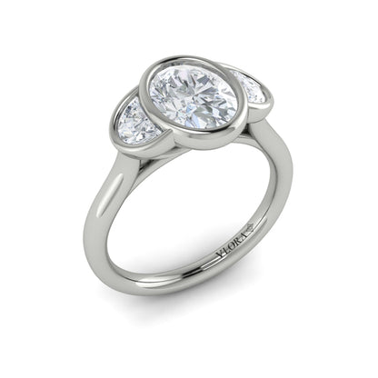 Golden Embrace Three-Stone Engagement Ring