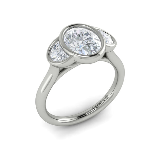 Golden Embrace Three-Stone Engagement Ring