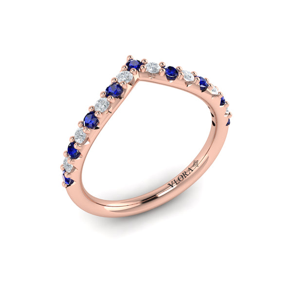 Sapphire and Diamond Contour Band