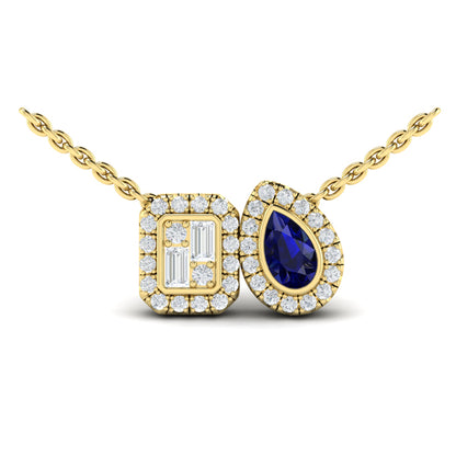 Diamond and Sapphire Toi et Moi Pendant