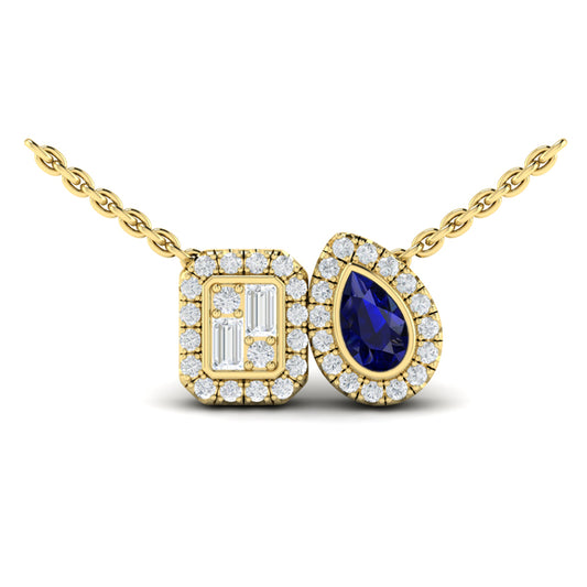 Diamond and Sapphire Toi et Moi Pendant