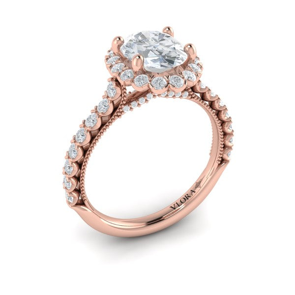 Floral Halo Oval Engagement Ring