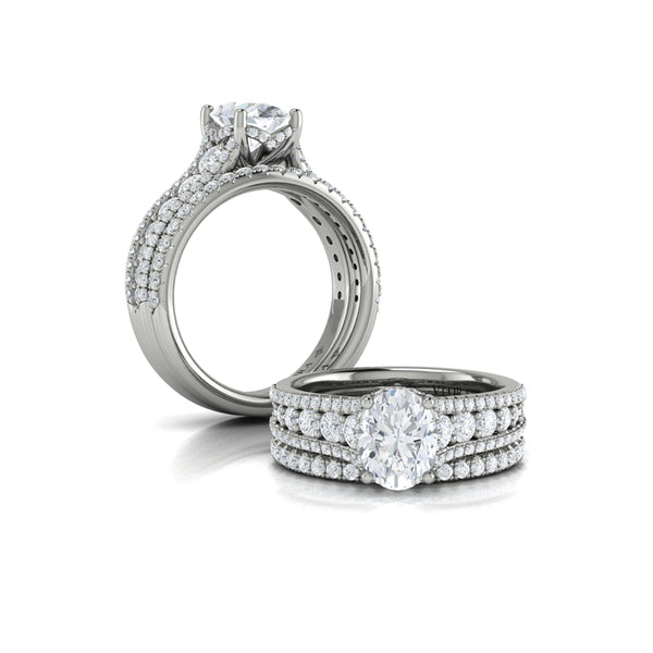 Bold Cathedral Oval Diamond Engagement Ring