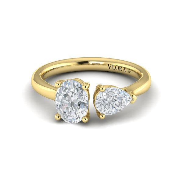Duet Oval and Pear Two Stone Engagement Ring