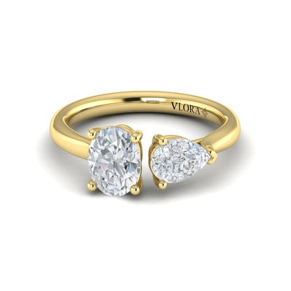 Duet Oval and Pear Two Stone Engagement Ring