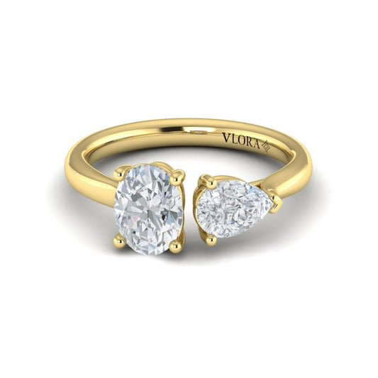 Duet Oval and Pear Two Stone Engagement Ring
