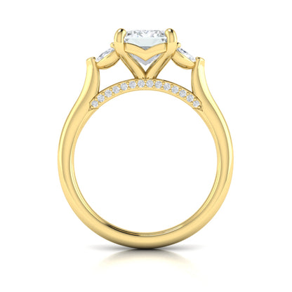Emerald Cut Diamond Engagement Ring with Marquise Side Diamonds