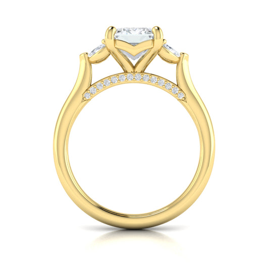 Emerald Cut Diamond Engagement Ring with Marquise Side Diamonds