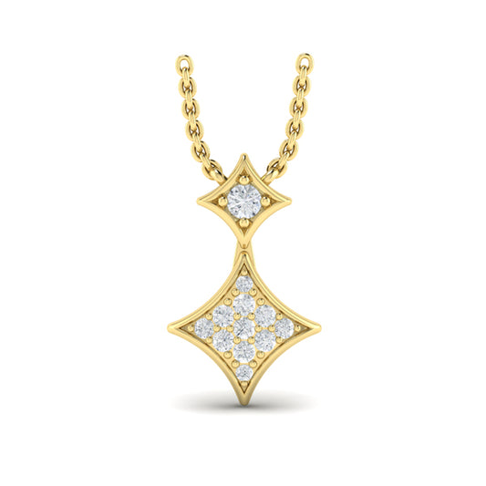Diamond Cluster Double Vlora Star Pendant Necklace