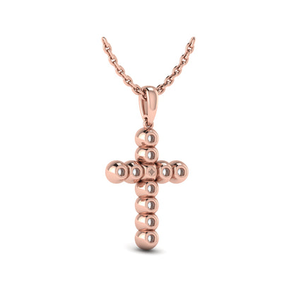 Rounded Bezel Set Diamond Cross Pendant