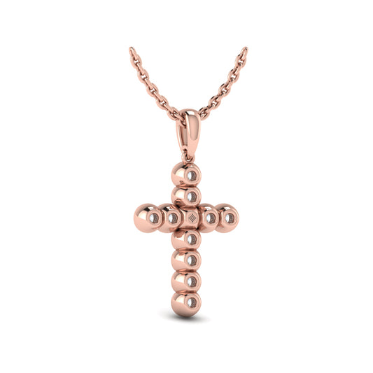 Rounded Bezel Set Diamond Cross Pendant
