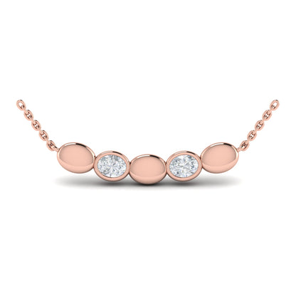 Contoured Gold and Diamond Pebble Necklace