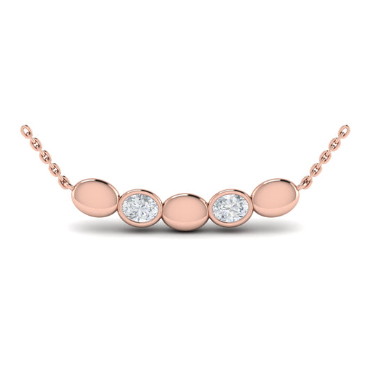 Contoured Gold and Diamond Pebble Necklace