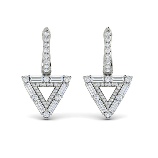 Diamond Baguette Double Trinity Huggie Earrings