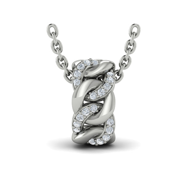 Channel Set Link with Diamonds Pendant Necklace