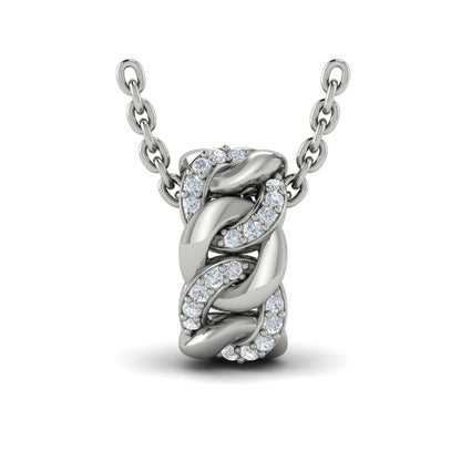 Channel Set Link with Diamonds Pendant Necklace