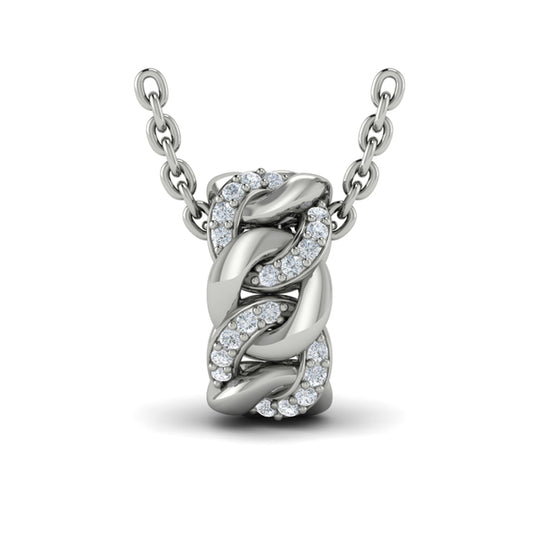 Channel Set Link with Diamonds Pendant Necklace