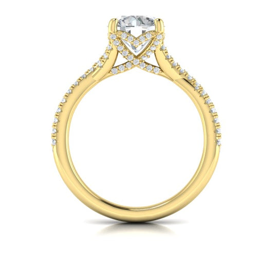 Woven Pave Round Diamond Engagement Ring
