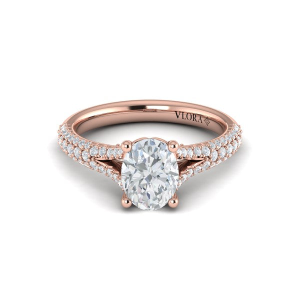 Splendid Cathedral Split Shank Oval Engagement Ring