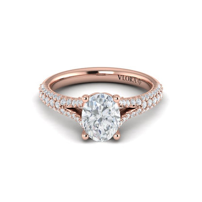 Splendid Cathedral Split Shank Oval Engagement Ring