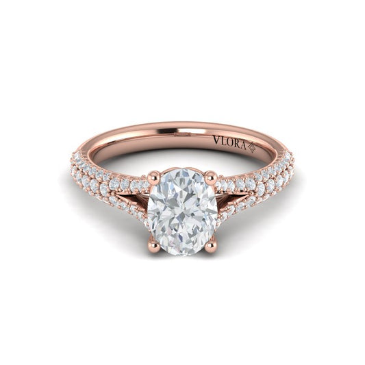 Splendid Cathedral Split Shank Oval Engagement Ring