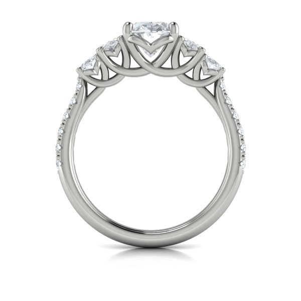 Oval Classic, Three Stone Engagement Ring in Platinum by Vlora Bridal