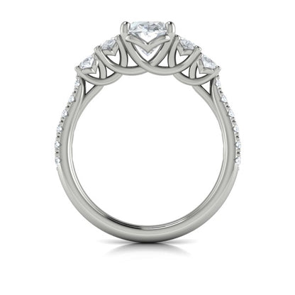 Oval Classic, Three Stone Engagement Ring in Platinum by Vlora Bridal