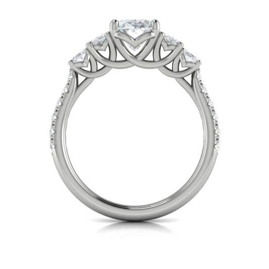 Oval Classic, Three Stone Engagement Ring in Platinum by Vlora Bridal