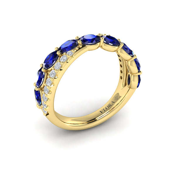 Multi Diamond and Sapphire Twist Statement Ring