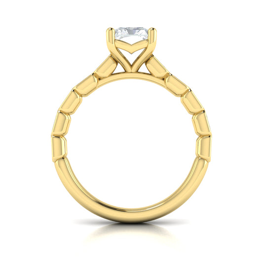 Bezeled Emerald Cut Engagement Ring