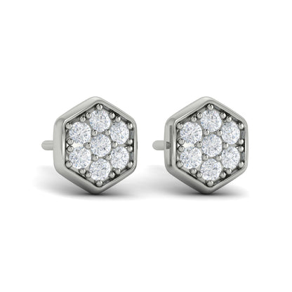 Diamond Cluster Honeycomb Stud Earrings