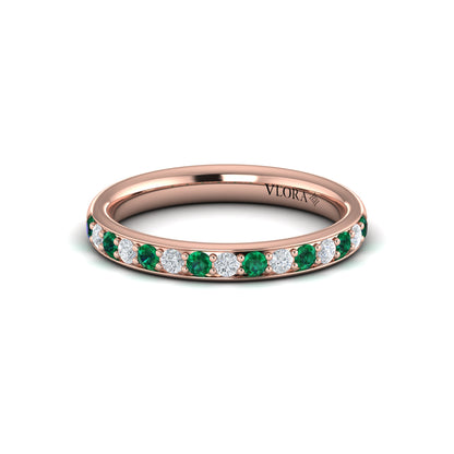 Delicate Emerald and Diamond Stackable Band