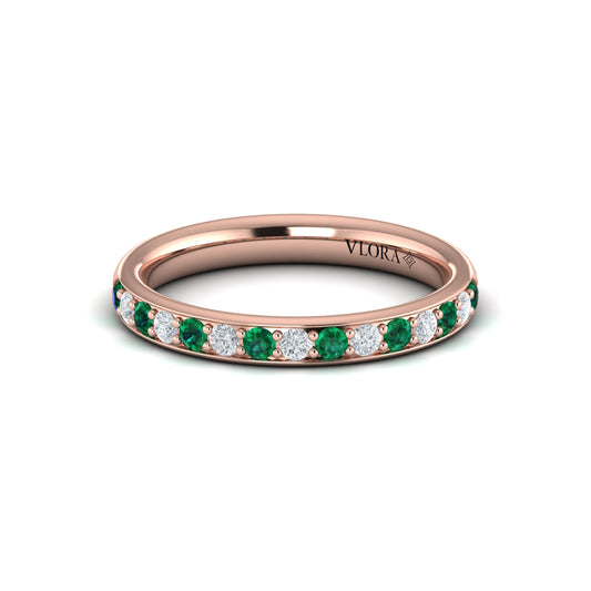 Delicate Emerald and Diamond Stackable Band