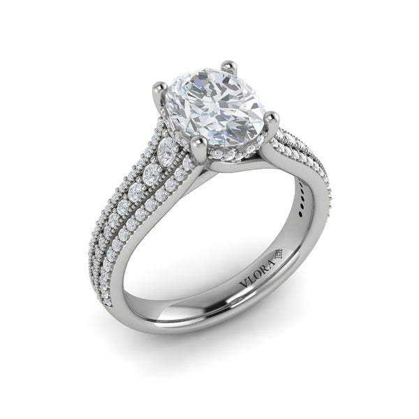 Oval Classic, Modern Vintage Engagement Ring in Platinum by Vlora Bridal
