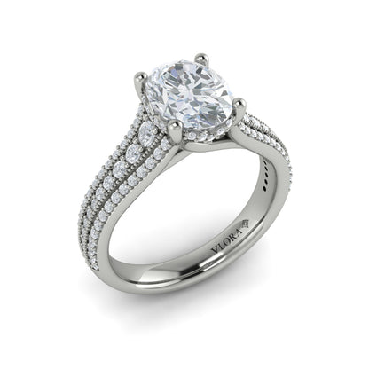 Oval Classic, Modern Vintage Engagement Ring in Platinum by Vlora Bridal