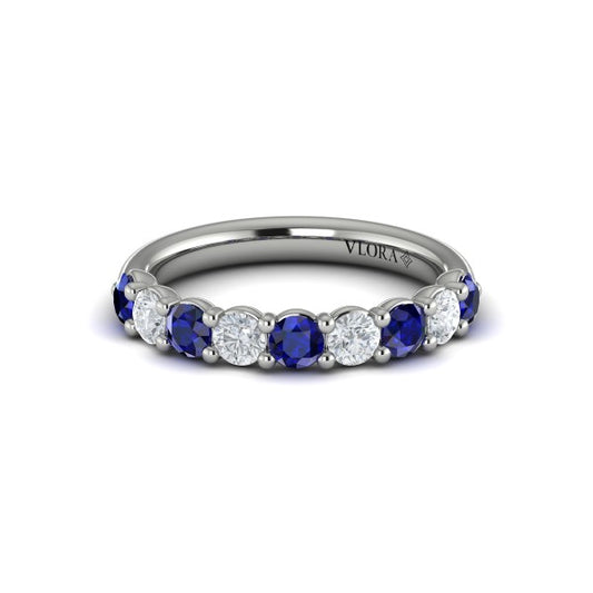 Classic Sapphire and Diamond Stackable Band