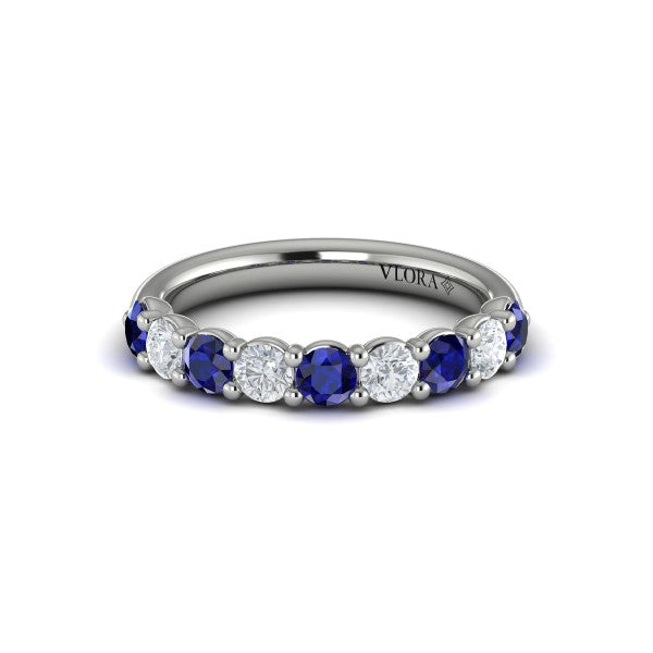 Classic Sapphire and Diamond Stackable Band