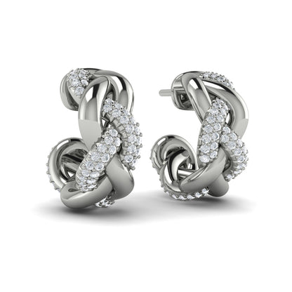 Alternating Diamond Twist Huggie Hoop Earrings