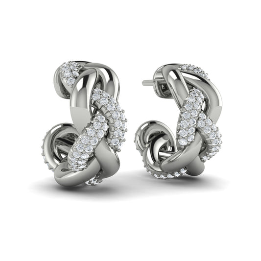 Alternating Diamond Twist Huggie Hoop Earrings