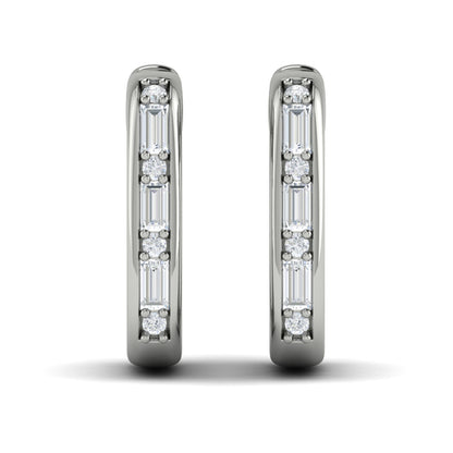 Elongated Baguette Diamond Huggie Earrings