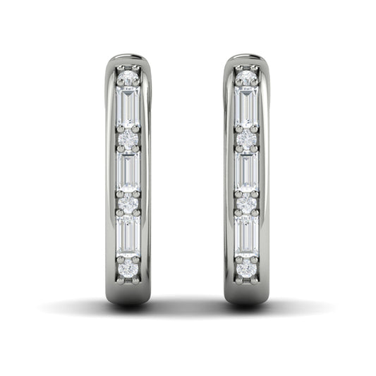 Elongated Baguette Diamond Huggie Earrings