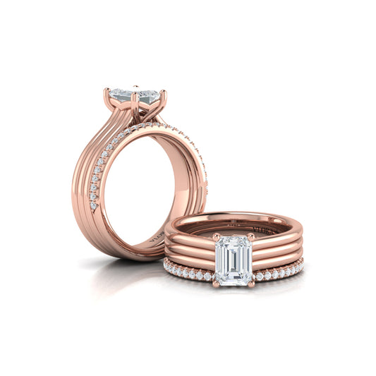 Matching Band for Fluted Emerald Cut Engagement Ring