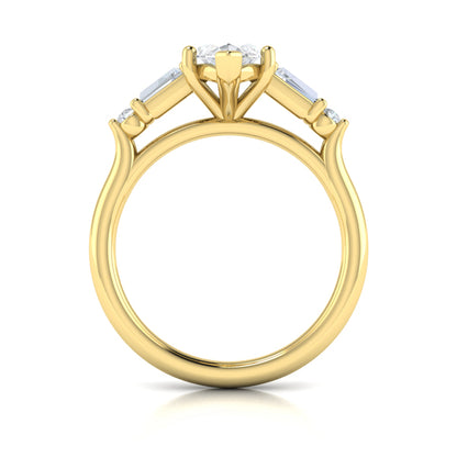 Poised Marquise Three-Stone Engagement Ring