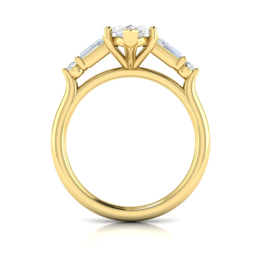 Poised Marquise Three-Stone Engagement Ring