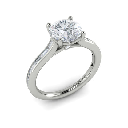 Round Classic Engagement Ring in Platinum by Vlora Bridal