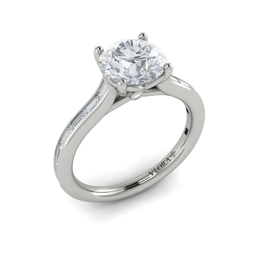 Round Classic Engagement Ring in Platinum by Vlora Bridal
