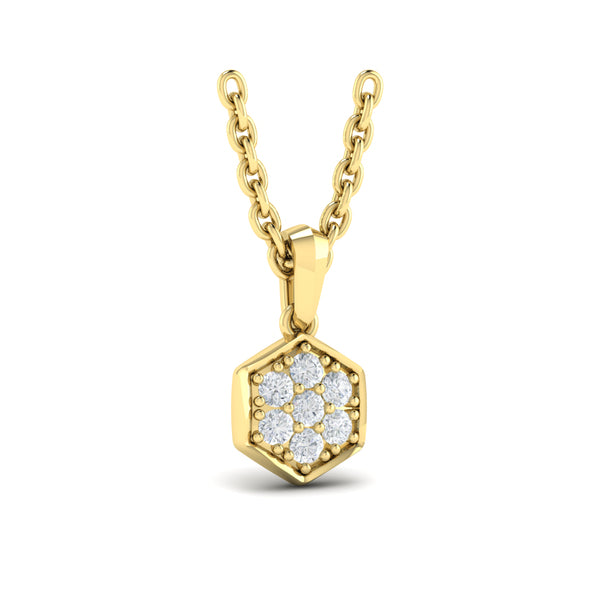 Diamond Cluster Honeycomb Pendant Necklace