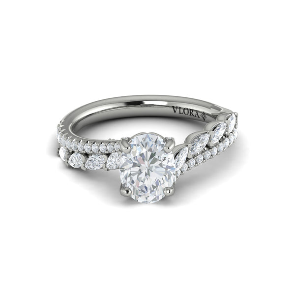 Oval Classic Engagement Ring in Platinum by Vlora Bridal