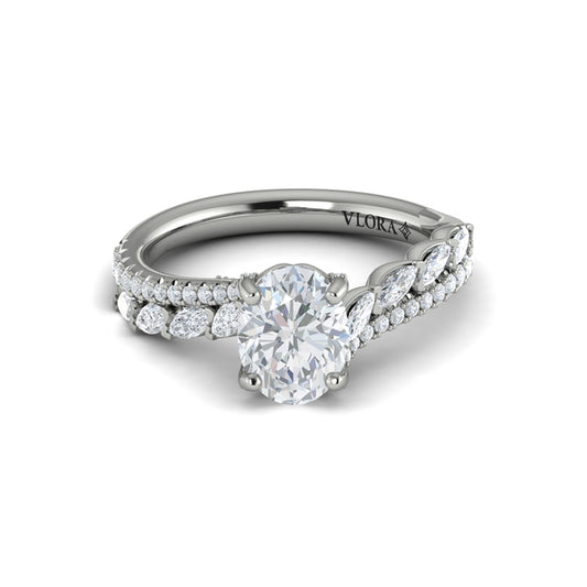 Oval Classic Engagement Ring in Platinum by Vlora Bridal